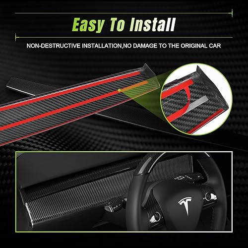 Miniatura 5 de Cubierta de fibra de carbono real para 2021-2023.5 Tesla Model 3&Y 3K Toray Dry fibra de carbono decoración interior compatible con Tesla Model 3&Y