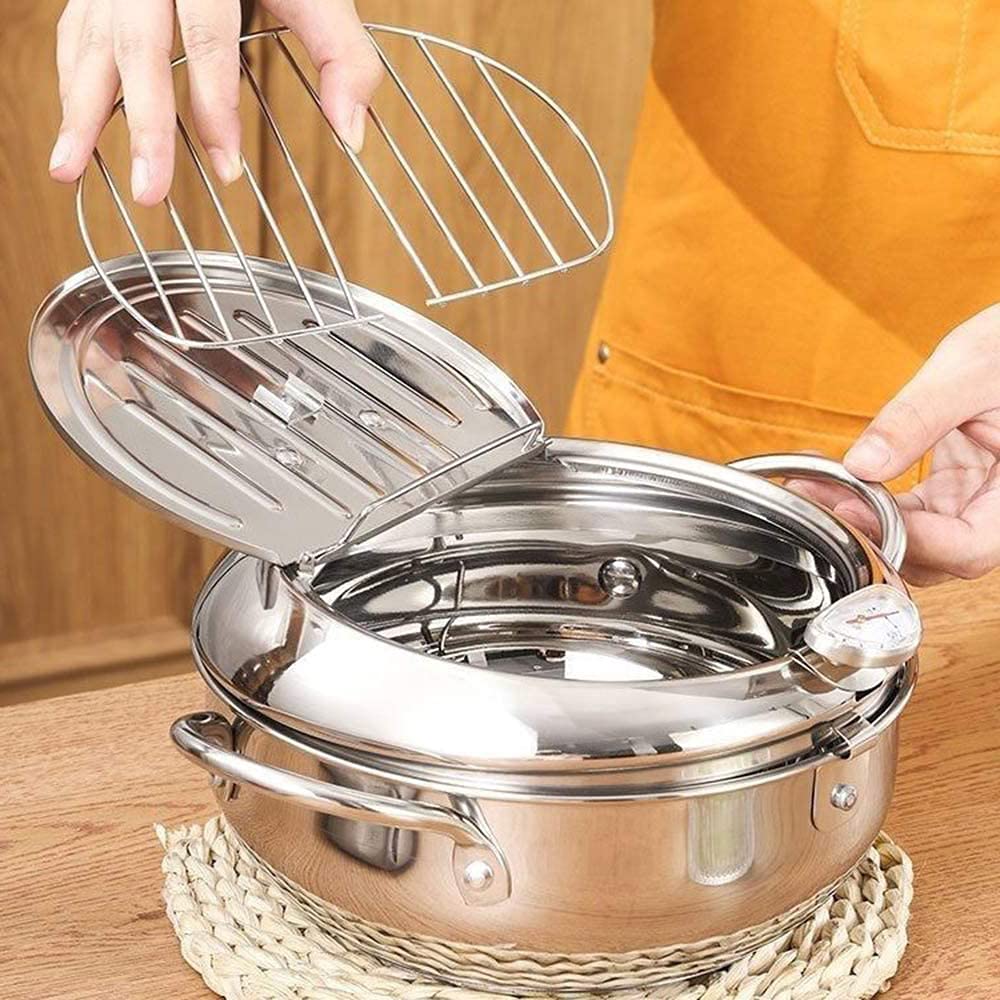 Buy PRINT BHARAT Deep Fryer Pot with Thermometer and Oil Drip Drainer