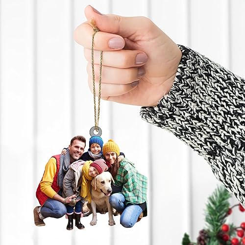Miniatura 4 de Adorno de Navidad con foto personalizada para árbol, regalos de Navidad personalizados en 2D para familiares y amigos, adorno de imagen