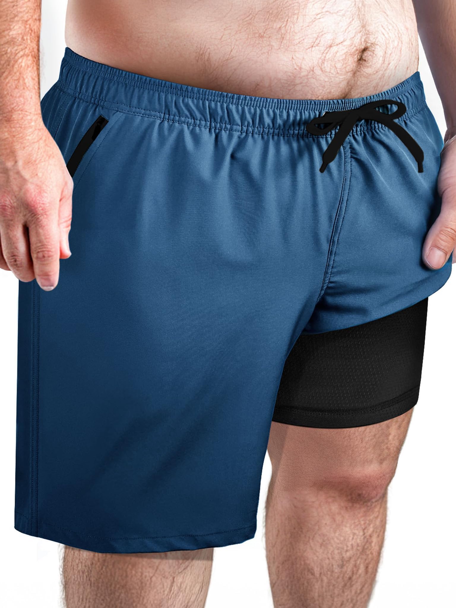 Arcweg Short de bain pour homme - Short de bain à séchage rapide avec doublure de compression et poches zippées (2X-6X)