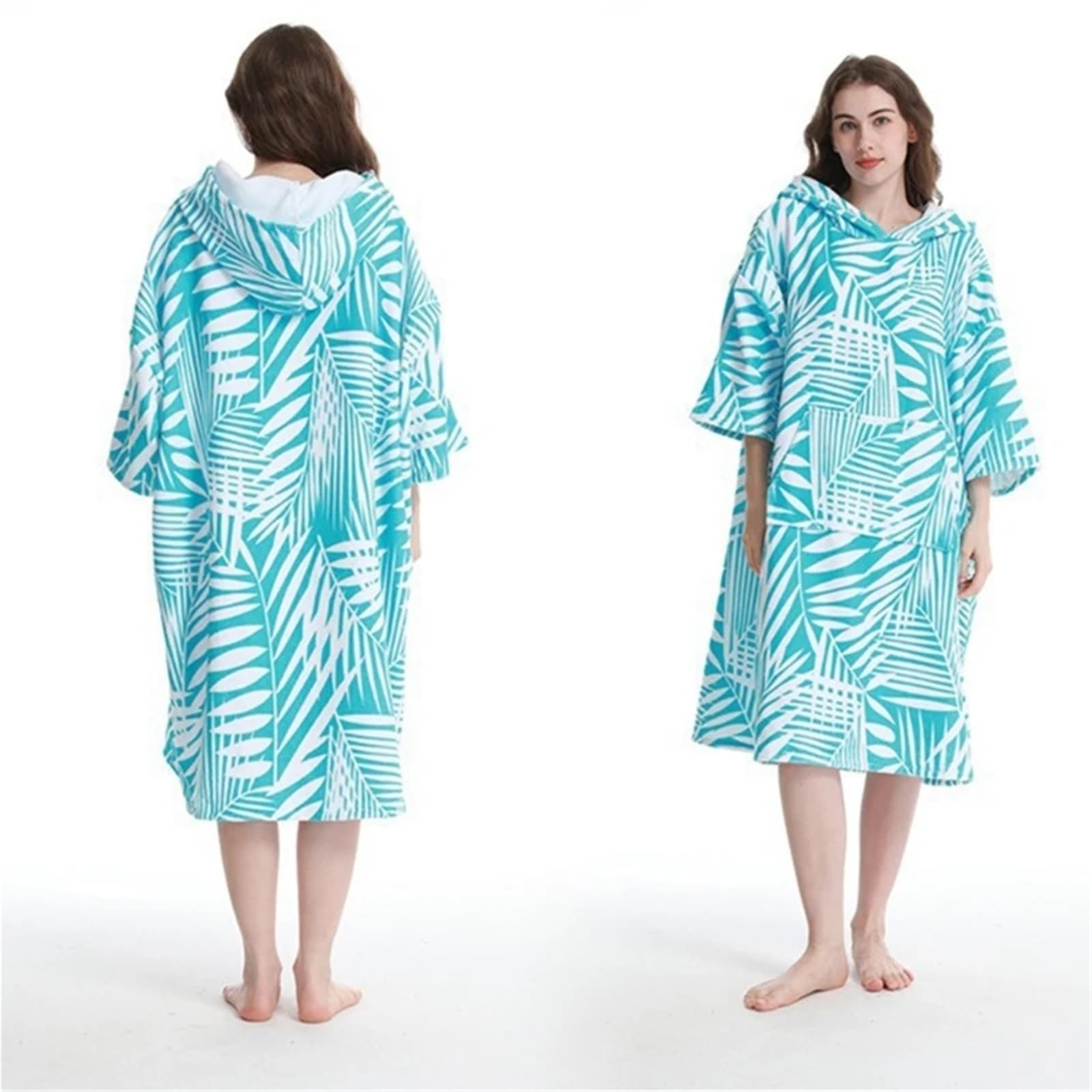 Umkleidemantel Mikrofaser Handtuch Poncho Kapuzenmantel Umkleidetuch Surfponcho for Umziehen des Neoprenanzugs Am Strand(White)