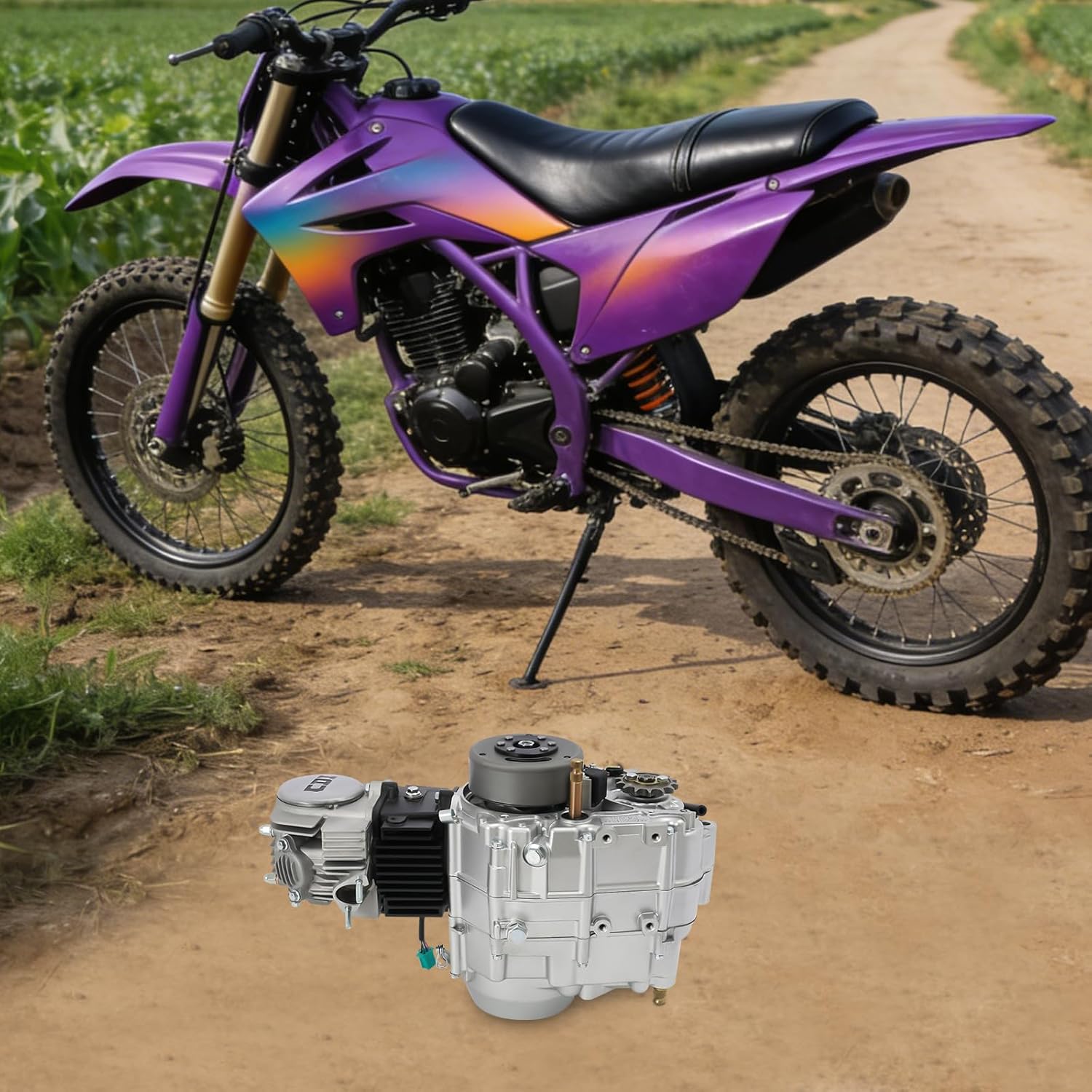 140CC Pit Bike Engine Single Cylinder 4 Stroke Engine Motor Horizontal Shaft Engine, CDI Ignition 4 Speed Manual Clutch Kick Starter Dirt Bike Motor, for CRF50 CRF70 XR50