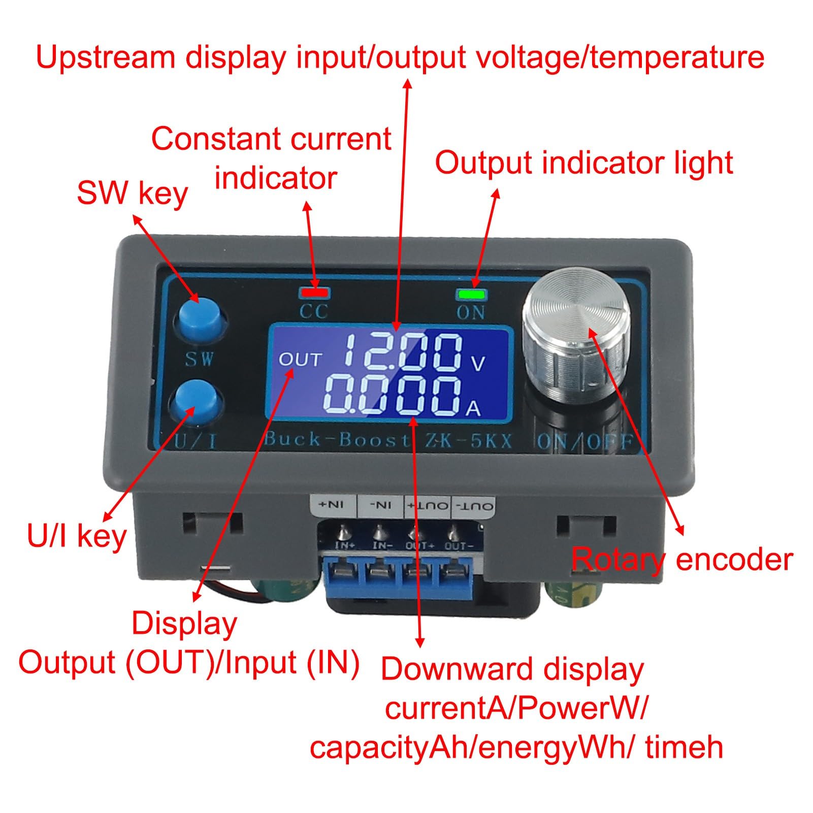 Volakebeing ZK-5KX Programmierbares Netzteil 0,6–36V / 5A / 80W – Einstellbar Mit LCD, Temperaturlüfter, Überwachung & Schutz