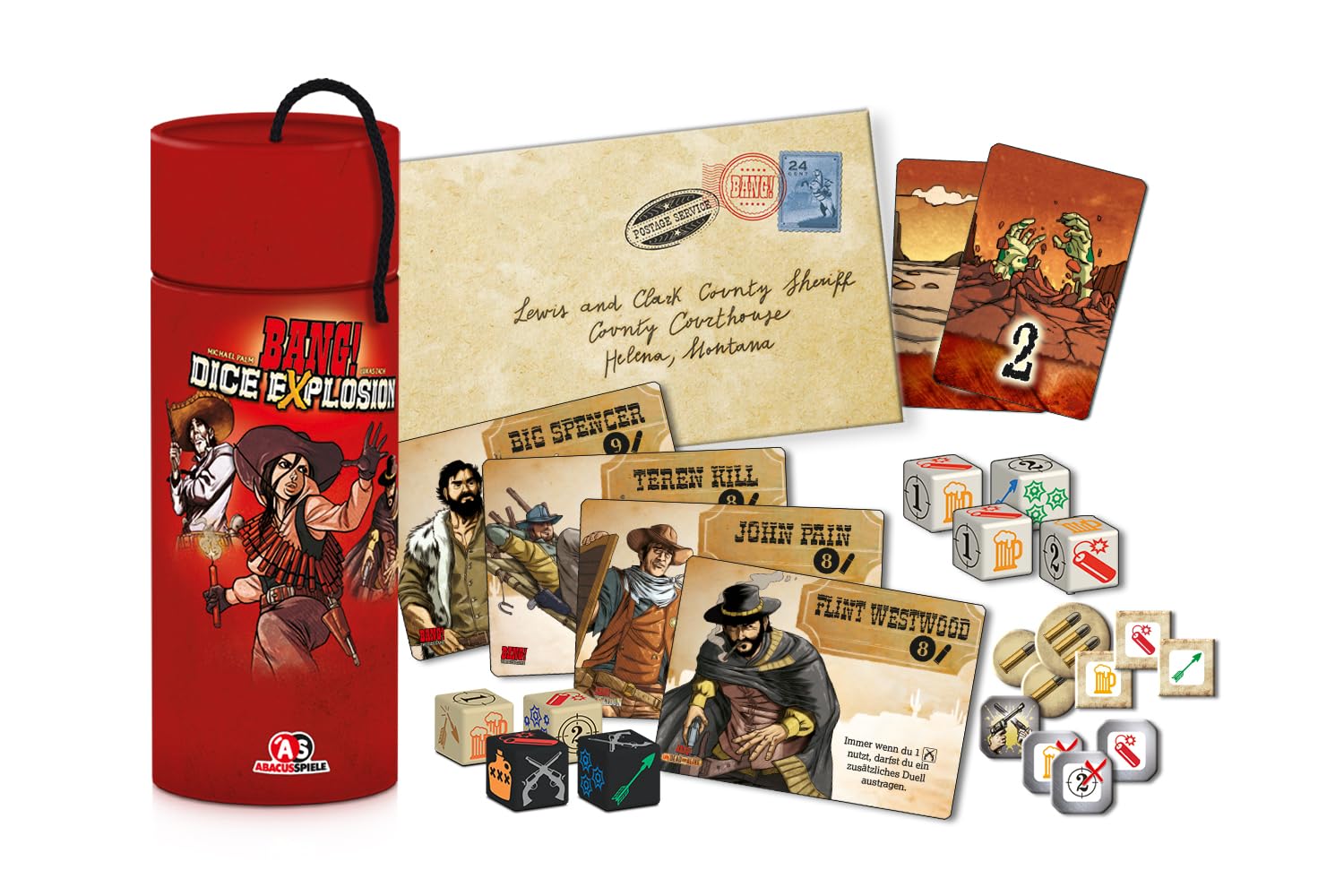 ABACUSSPIELE BANG! Versione tedesca, Esplosione di dadi, Gioco di carte western 36241