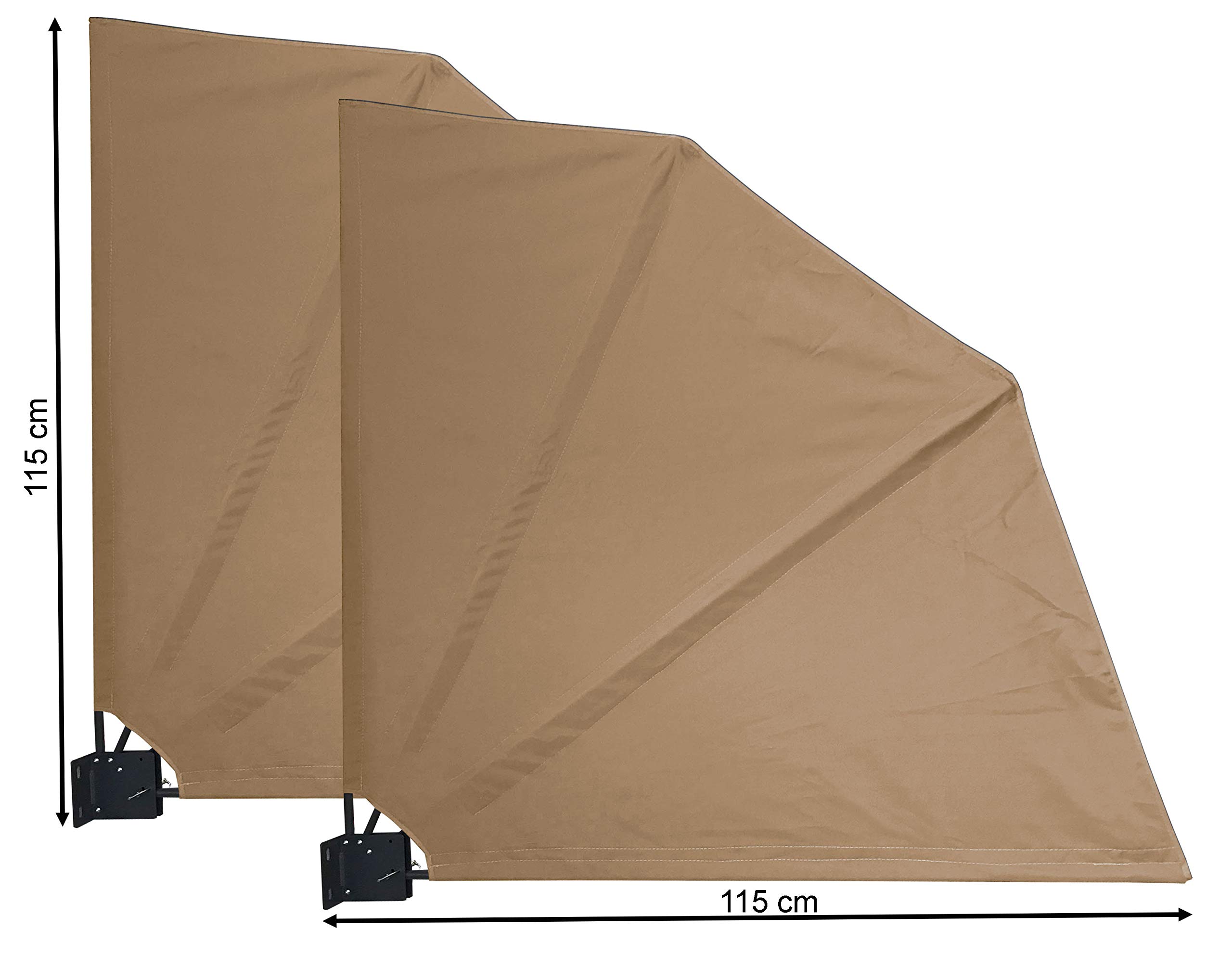 QUICK STAR - 2 scomparti per la privacy, 115 x 115 cm, opachi, per balconi, protezione dal vento, protezione solare, beige RAL 1001