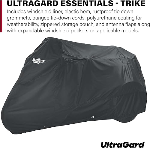 Miniatura 2 de UltraGard Funda para triciclo de motocicleta, resistente a la intemperie con dobladillo elástico, ojales inoxidables, bolsa de almacenamiento, forro