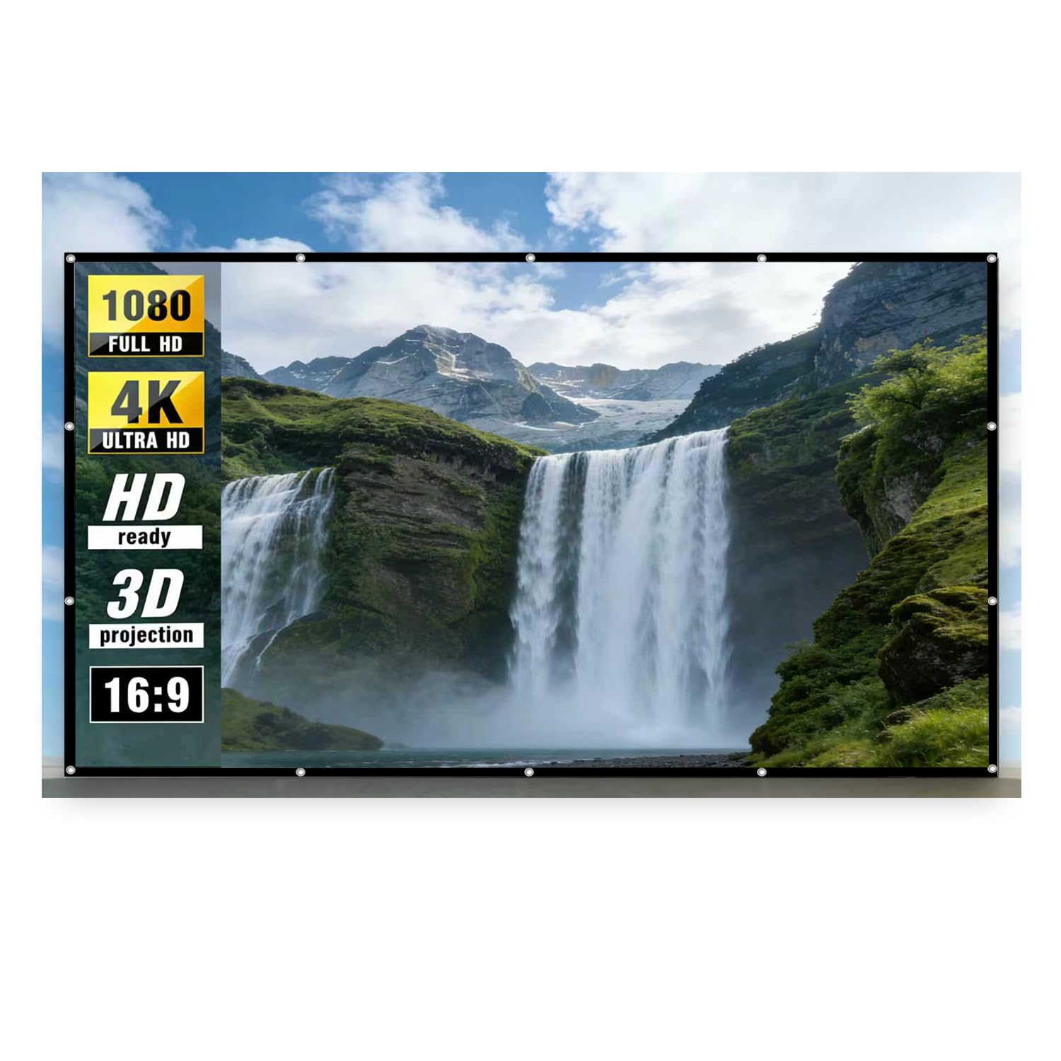 120 Inch Projector Screen 16:9 4K HD Foldable Wrinkle-Free Washable Fabric Portable White Projection Screen,Dual-Sided Projection W104×H58,Indoor Outdoor Home Theater,Accurate Color Rendering