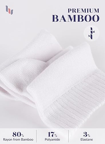 Miniatura 10 de Hugh Ugoli Calcetines de bambú sueltos para diabéticos para hombre, puntera suave sin costuras y calcetines que no se atan, anchos, delgados y