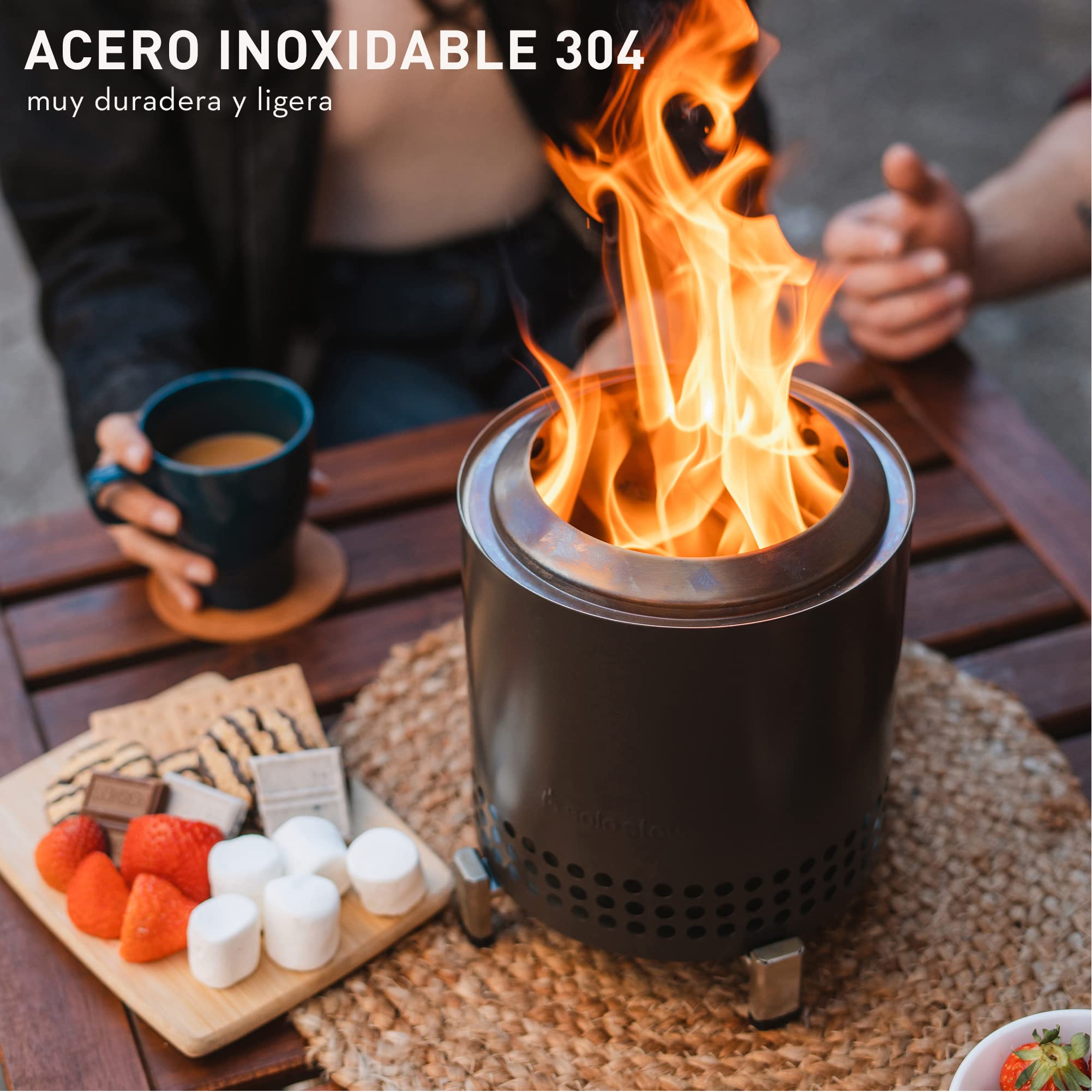 Solo Stove Mesa XL, Brasero de sobremesa | Minifogata de bajo Humo para Exteriores, Arde con pélet o Madera, Quema Segura, Acero Inoxidable, con Bolsa de Viaje, 21,8 x 17,8 cm, 1,04 kg