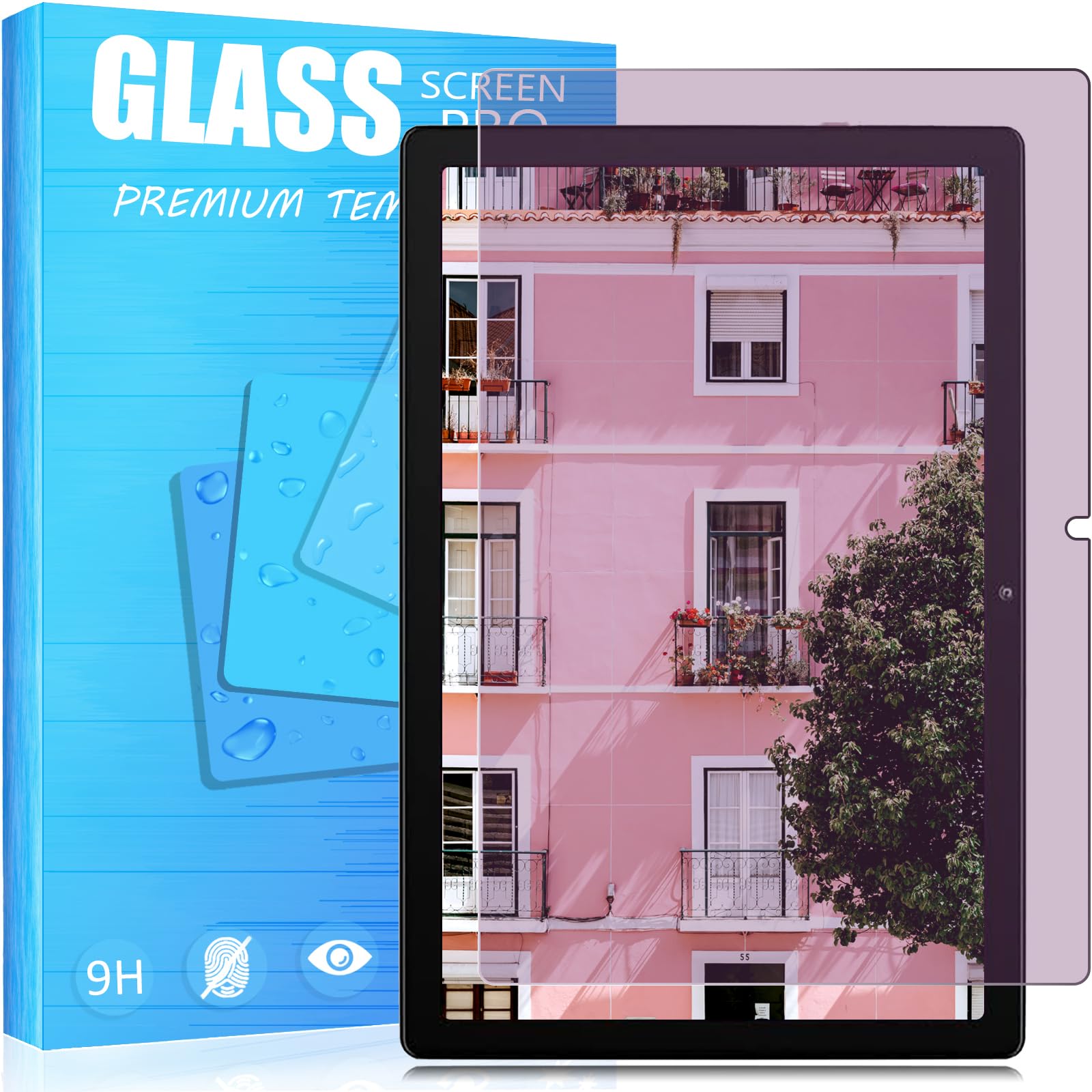 2023年発売 対応 HiGrace タブレット wi-fiモデル MB1001 10インチ ガラスフィルム ブルーライトカット目の疲れ軽減 防塵ネット付き FOR HiGrace MB1001 ガラスフィルム 硬度9H 旭硝子素材製 耐衝撃 MB1001 対応 強化 ガラス 液晶 保護 フィルム 飛散防止 撥水撥油 指紋防止 自動吸着 貼り付け簡単 アイフォン 【ブルーライトカット（1枚セット）】PCduoduo
