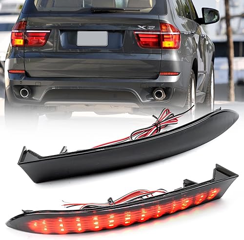 NSLUMO Luces reflectoras LED para parachoques trasero 2010-2013 B-MW X5 E70 LCI sin M Sprots Red Led Tail Driving Parking Lamps Full Strip LED