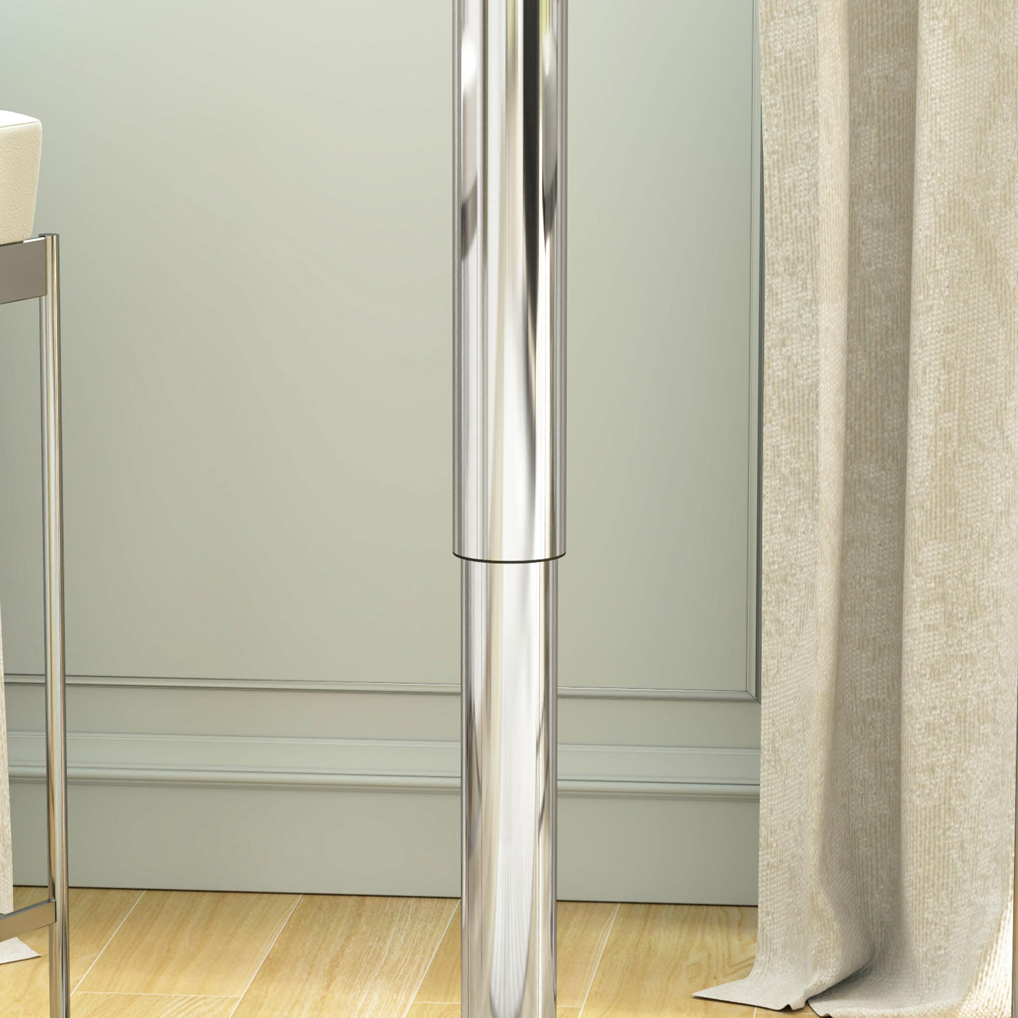 HOMCOM Mesa de Bar Redonda Ajustable en Altura 67-93 cm, Mesa Alta de Bar, Tablero Ø63 cm y Giratorio 360°, con Base Redonda de Metal Cromado, para Bistró, Cocina Comedor, Blanco