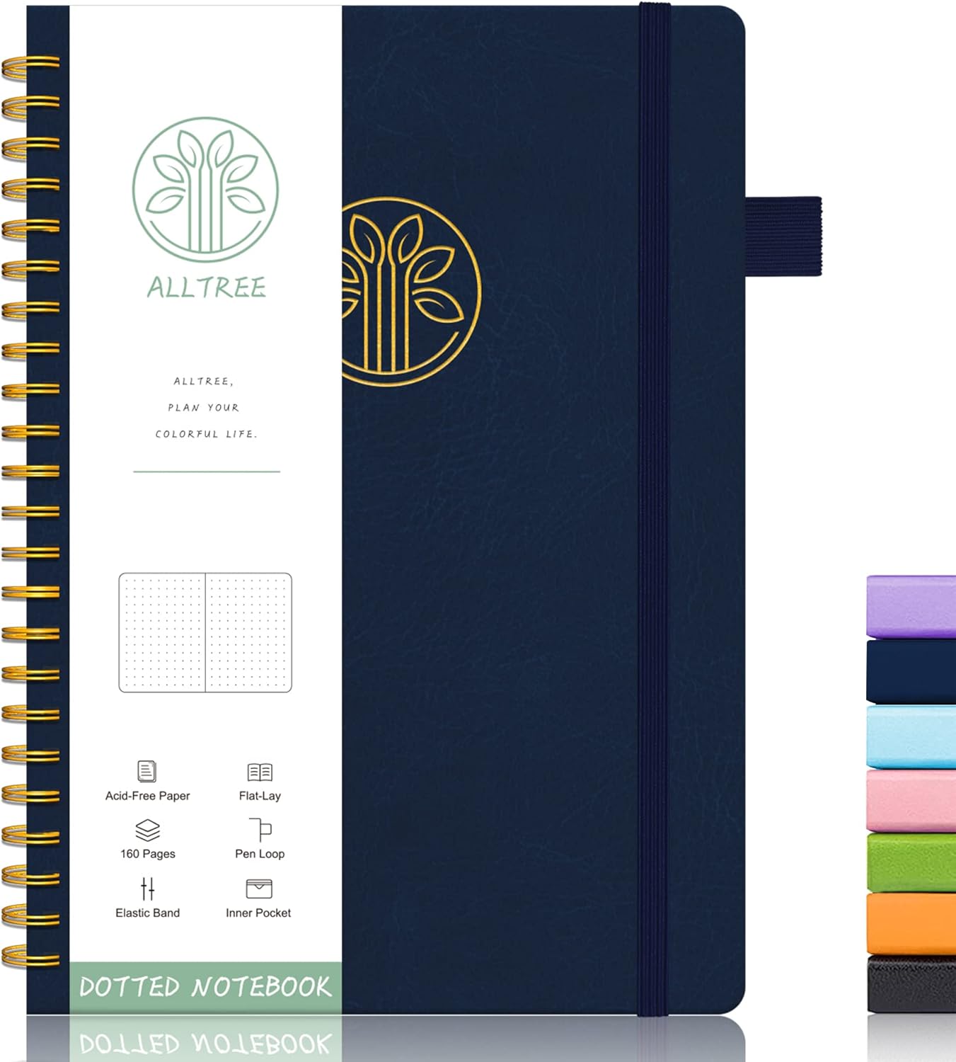 Amazon.com : Alltree Spiral Dot Grid Notebook Journal, Dotted Paper ...