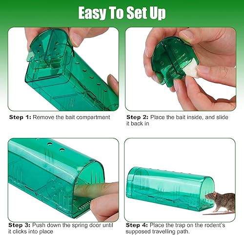 Miniatura 6 de Paquete de 2 trampas humanas para ratones, trampas para jaula de animales vivos para ratas, ratones, fáciles de usar y limpiar, sin liberación