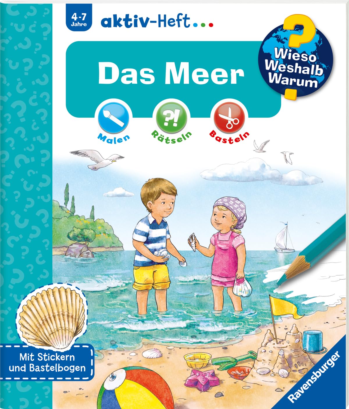 Wieso? Weshalb? Warum? aktiv-Heft - Das Meer (Malen, rätseln, basteln ab 4 Jahre - mit Stickern und Bastelbogen): Malen, Rätseln, Basteln. Mit Stickern und Bastelbogen