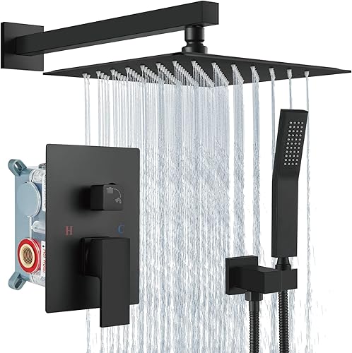 Miniatura 10 de Aolemi Sistema de ducha tipo lluvia de 12 pulgadas, cabezal de ducha cepillado Nikcel Combo Set con ducha de mano válvula de montaje en pared grifo