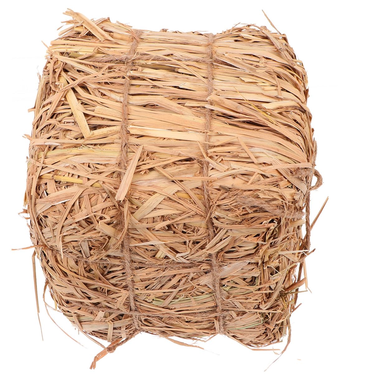 Ornement en paille fausse : tabouret solide pour un décor de jardin automnal naturel