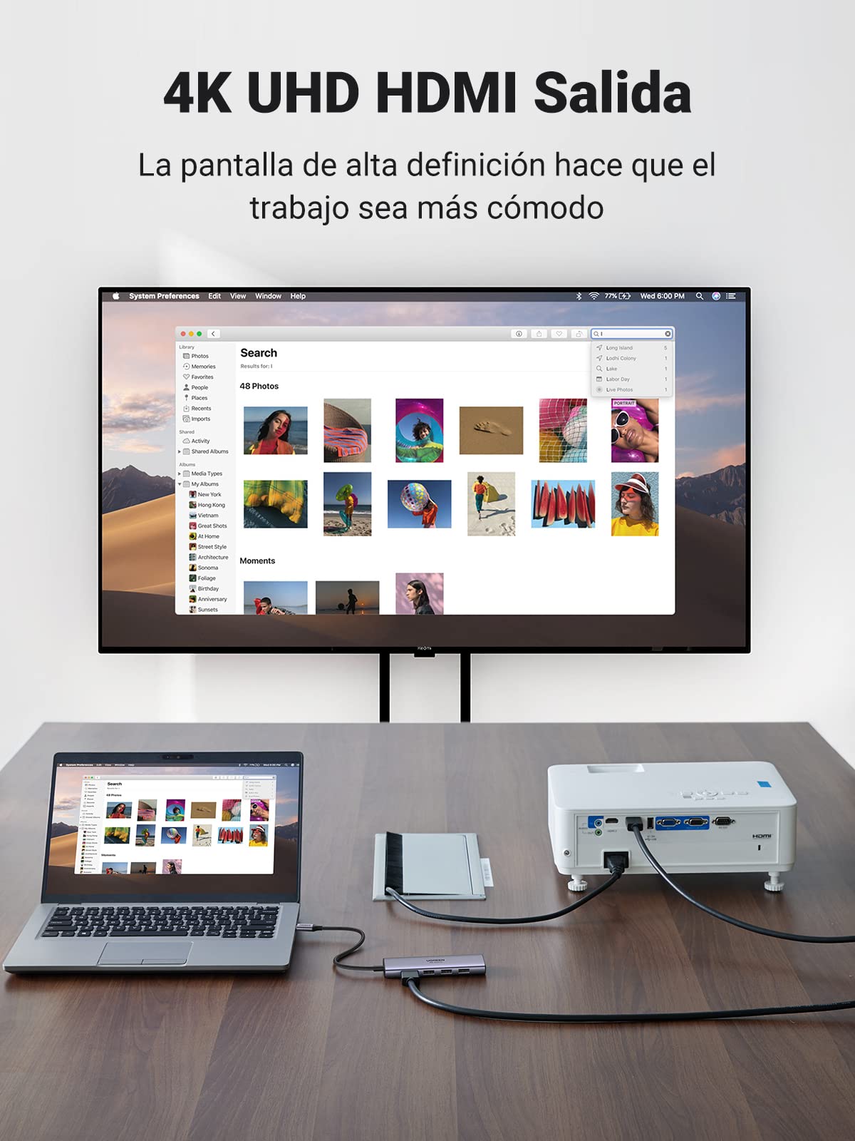 UGREEN Hub USB C 4K 60Hz, 6 En 1 USB C Hub a HDMI 4K 60Hz, USB 3.0 Hub, Lector Tarjeta SD TF, Adaptador USB C Compatible con Macbook Air M1 Macbook Pro 2020 2019 XPS 15, iPad Pro 2021 2020, Galaxy S22