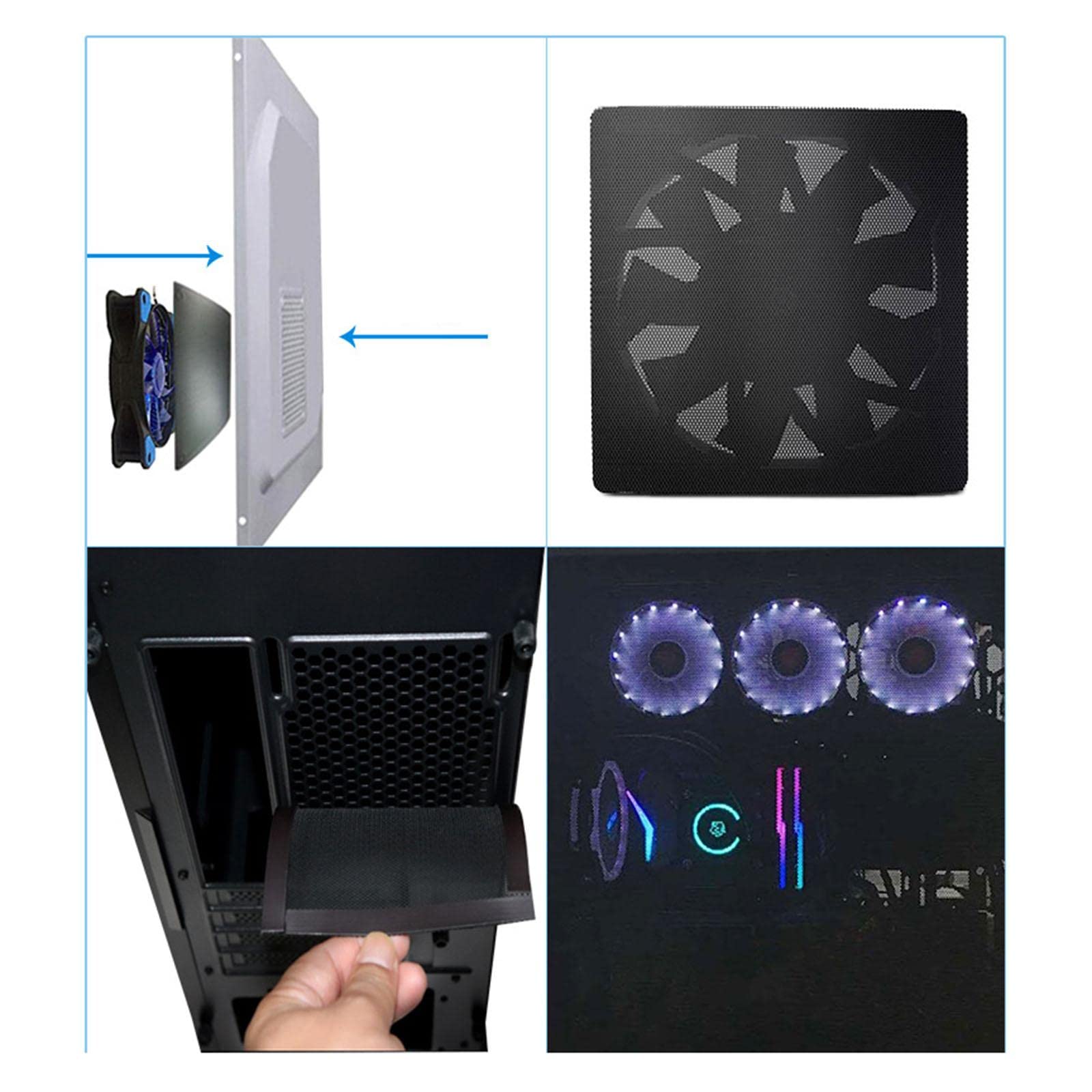 6X Staubfilterabdeckung Magnetische Lüfter, Staubdichte Lüfterabdeckung, Schwarzer Schutz, Staubschutzgitter Computergehäuse, Gitter,