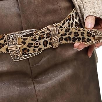 Amazon | [Lamerry] ウエスタンベルト ヒョウ柄 レオパード スタッズ