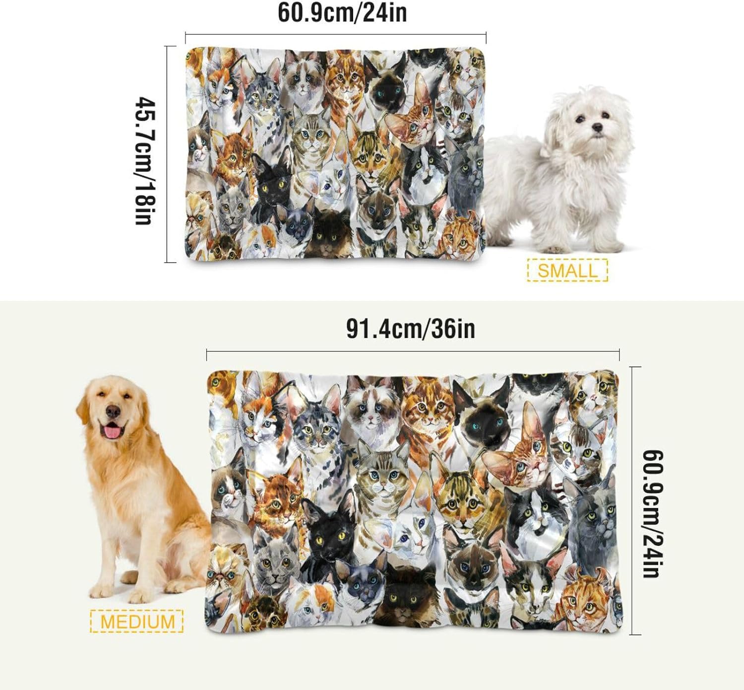 review Cute Cat Crate Pet Bed, Portable Washable Dog Cat Mat, Soft Comfortable Pet Mattress with Non-Slip Bottom for Dogs Cats Sleeping, 24 x 18 Inch