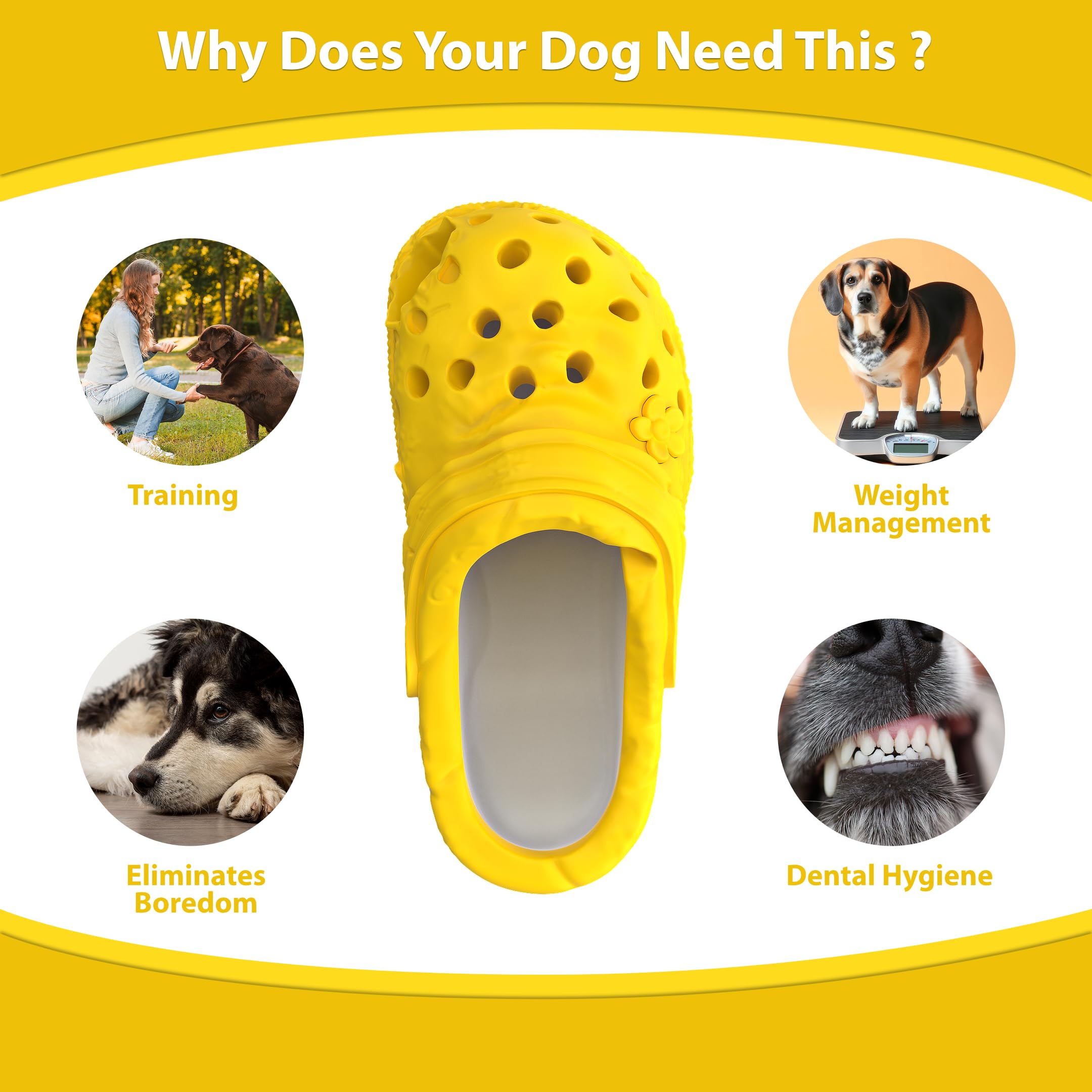 Gork AI Indestructible Dog Toys - 2 Pack Slippers Shape, 2 in 1 Dog Treat & Interactive Toys (Scarlet Red & Yellow Pastel, Medium) - Image 3