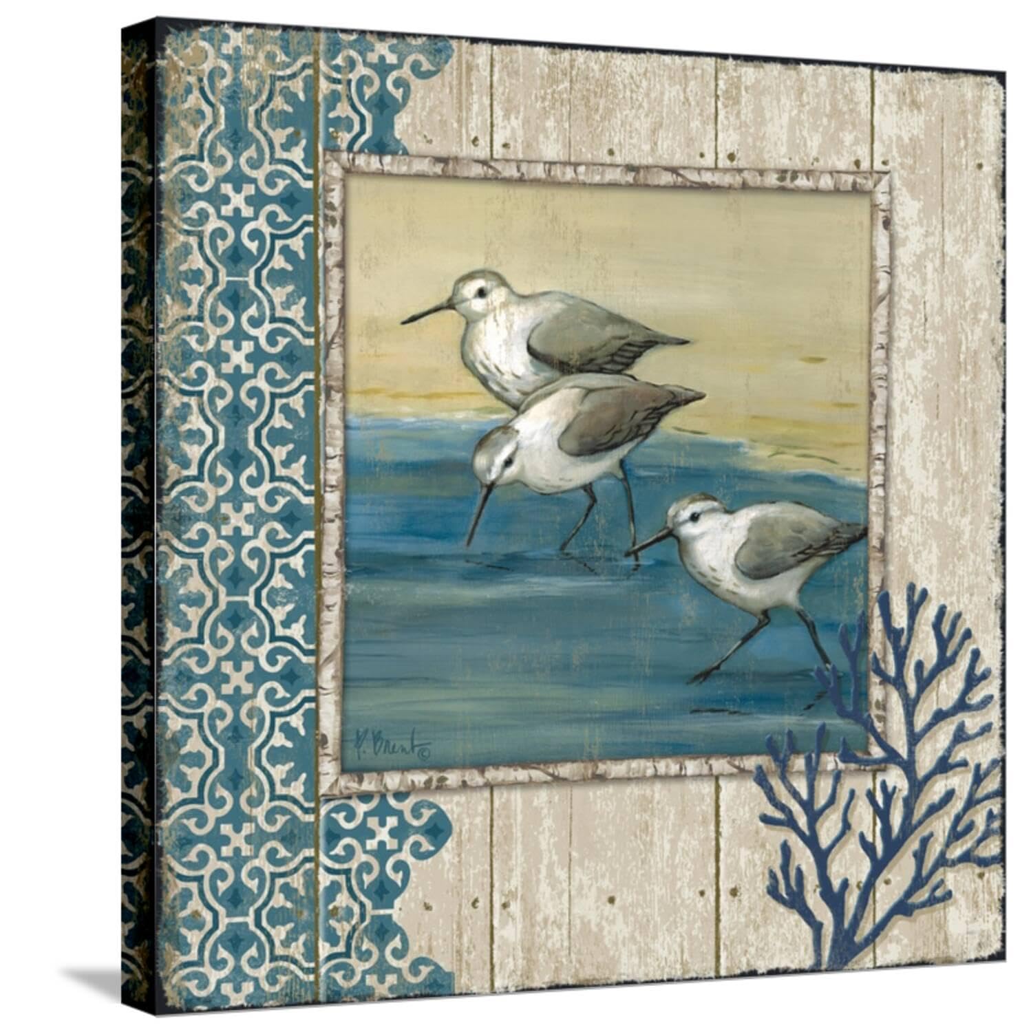 ART.COM Stretched Canvas Print Sandpiper Shore II by Paul Brent, 24" x 24"