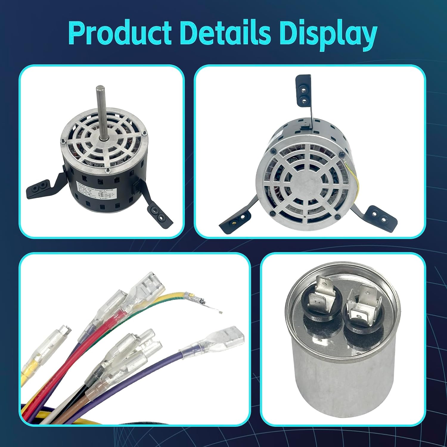 60L21 Blower Motor, 1/3 HP Furnace Blower Motor, 4-Speed, 115V, 1075 RPM Compatible with Lennox Armstrong & Ducane Gas Furnace Replace # 60L21, 60L2101