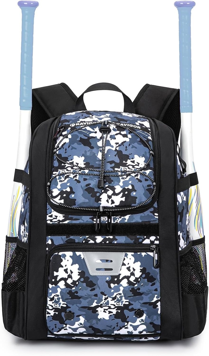 KAVIGOR Youth Baseball Bag, Softball Bag for Girls & Boys, Kids Tball Backpack with Shoes Compartment