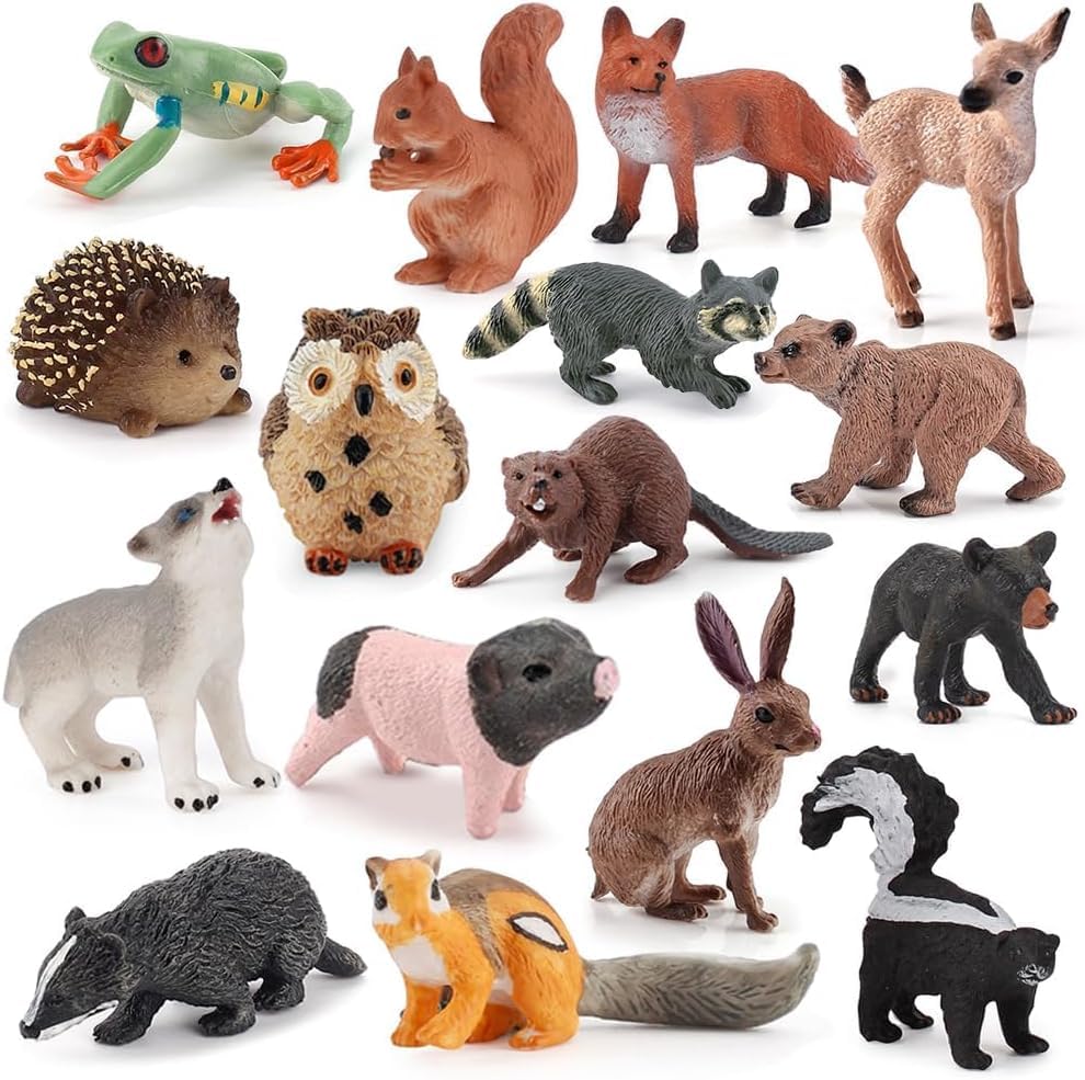 Lot De 10 Mini Figurines Animaux Forêt - Écureuils Et Hérissons 2,5 Cm - Décoration Printemps & Automne