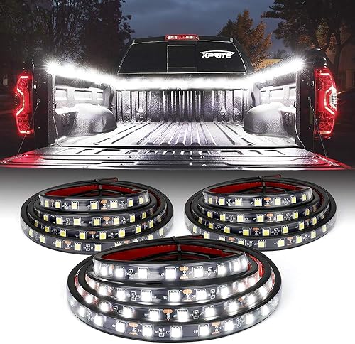 Miniatura 8 de Xprite Kit de tira de luces LED blancas de 60 pulgadas para caja de camión, barra de iluminación decorativa para camionetas de carga, cubierta