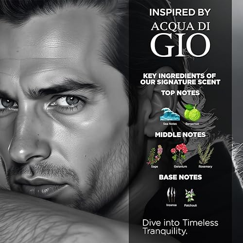 Miniatura 5 de Eau de Parfum  Fragancia acuática de larga duración para hombres  Perfume Spray de 3.4 fl oz con muestra de perfume adicional de 0.5 fl oz