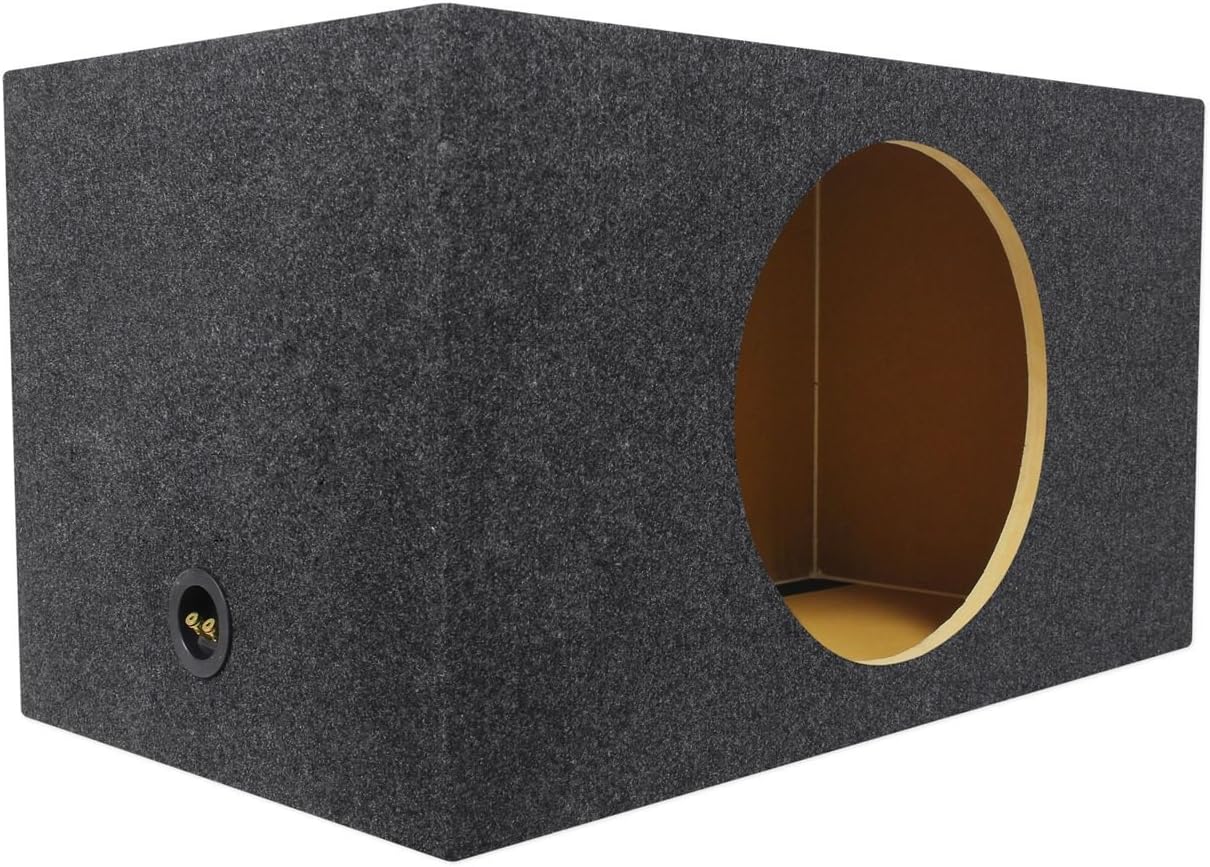 Rockville RGV15 Single 15" Vented Car Subwoofer Enclosure Box, 3.51 Cu Ft, 3/4" MDF, Made in USA, Gold Terminals, Precision Cut, Fits Kicker & More