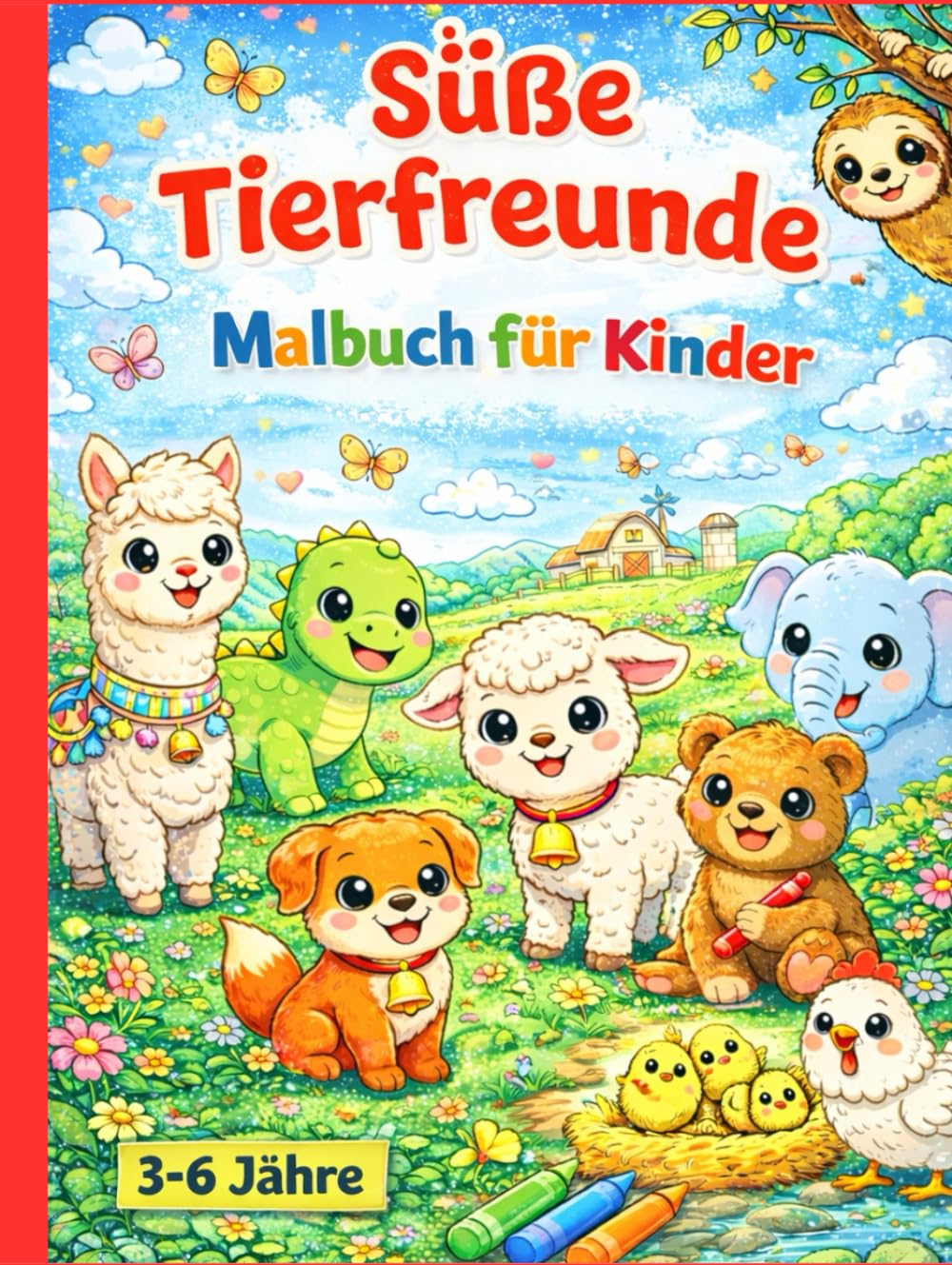 Süße Tierfreunde – Malbuch für Kinder: Große Motive zum Ausmalen – Fördert Kreativität, Feinmotorik und Spaß am Malen (Premium Malbücher mit Hardcover Malbücher für 3-6 Jährige)