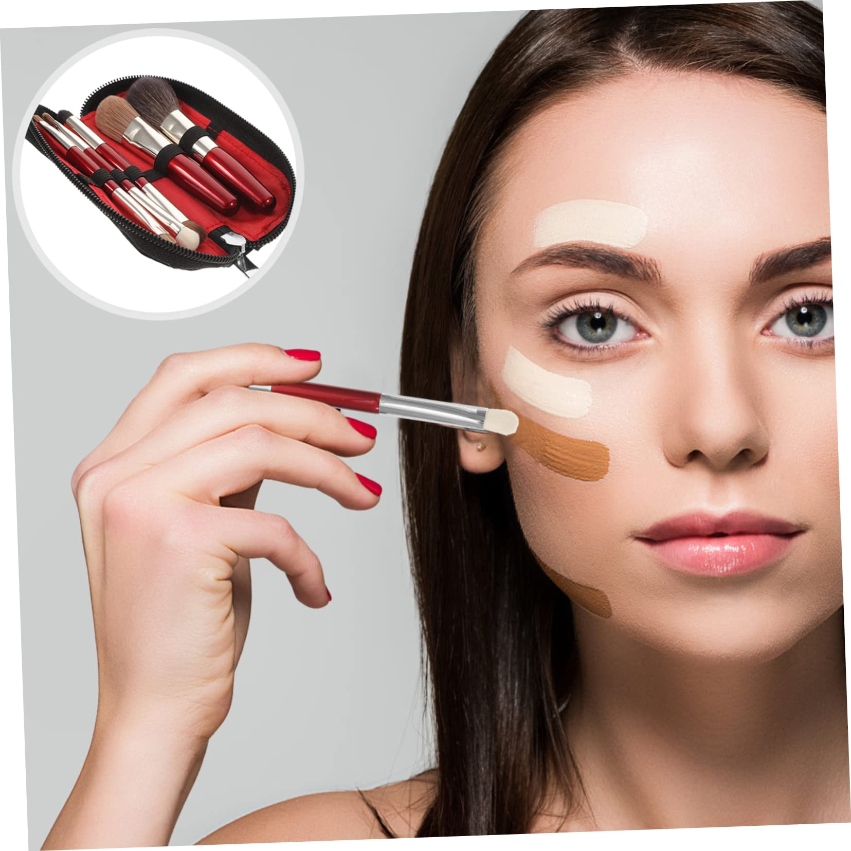 Didiseaon 3 Juegos brocha de maquillaje con bolsa brochas de maquillaje pinceles maquillaje traje de niñas maquillaje maquillaje de viaje pincel de sombra de ojos de niña rubor lana