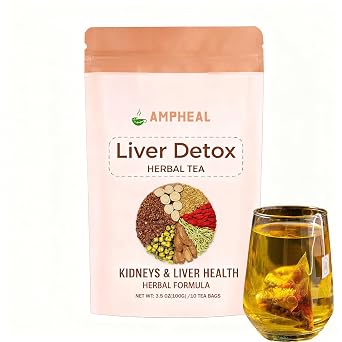 AMPHEAL Kidney + Liver Detox Tea - Liver Detox Herbal Tea, Contains 9 kinds of natural herbal ingredients -Non-GMO