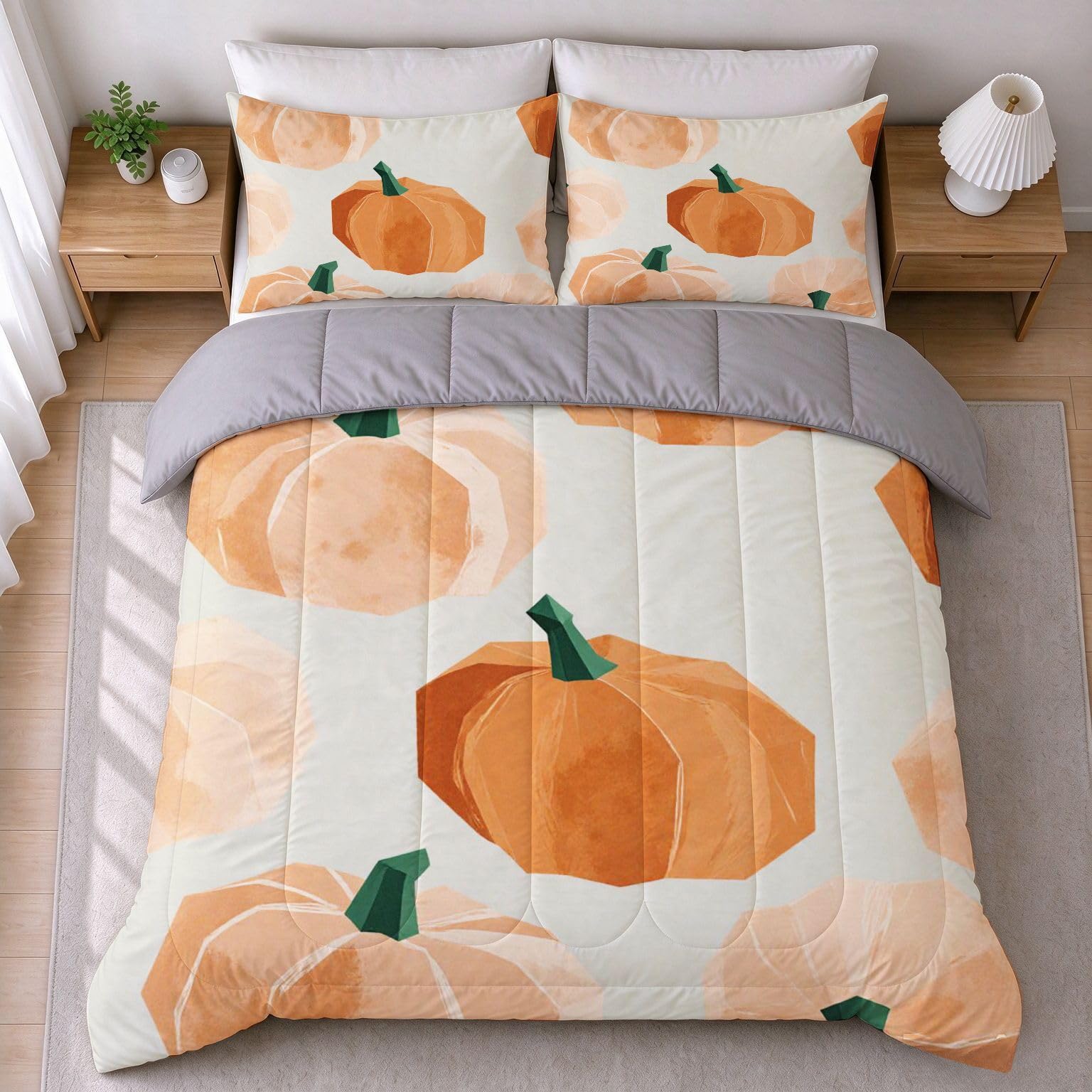Couette 1 Personne Enfant 90x190 cm Citrouille Colorée a380