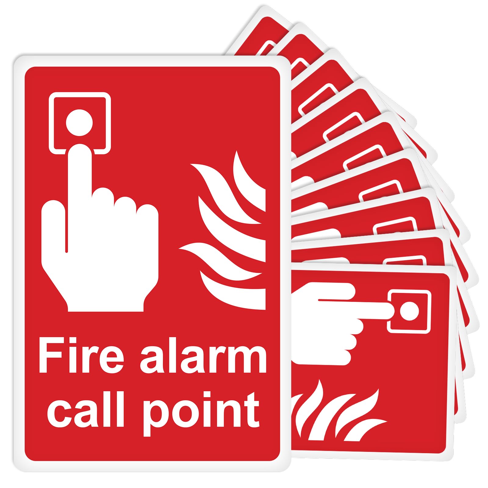 10 Pack Fire Alarm Call Point Safety Signs, 100 x 150mm PVC Stickers