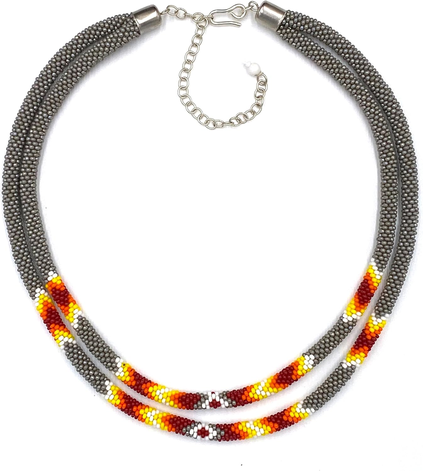 BeadsCorner Native Style Beaded Double Strand Rope Necklace for Women Handmade