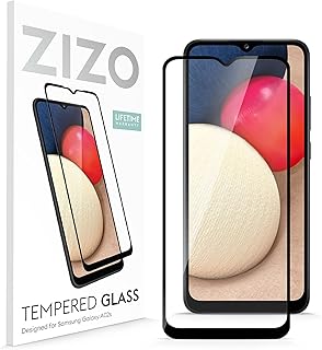 ZIZO Tempered Glass Screen Protector for Galaxy A02s Full Glue Clear Screen Protector with Anti Scratch and 9H Hardness - Black