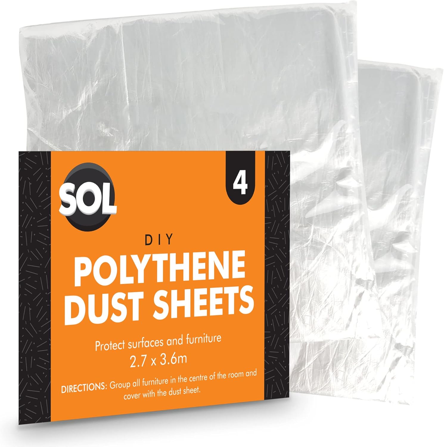 4pk Plastic Dust Sheets for Decorating 3.6m x 2.7m Large Dust Sheets