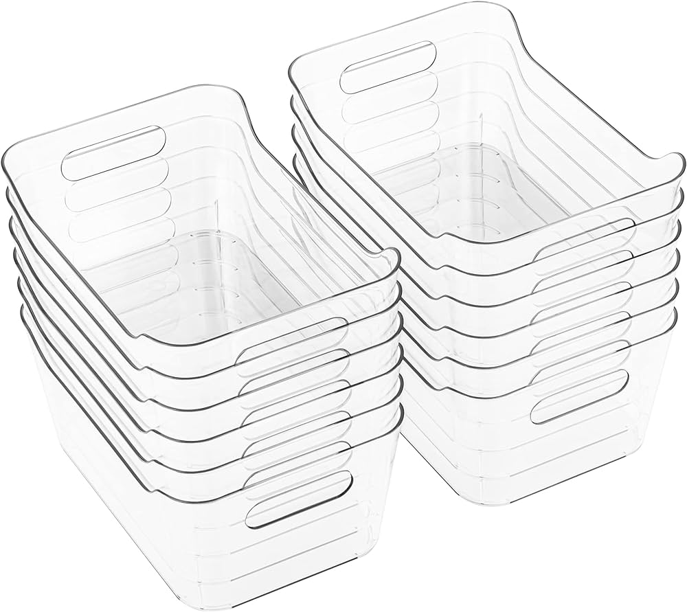 Tiawudi 12 Piece Plastic Clear Storage Bins | Multi-Use, Pantry | Organizer Bins, Containers | Home, Kitchen