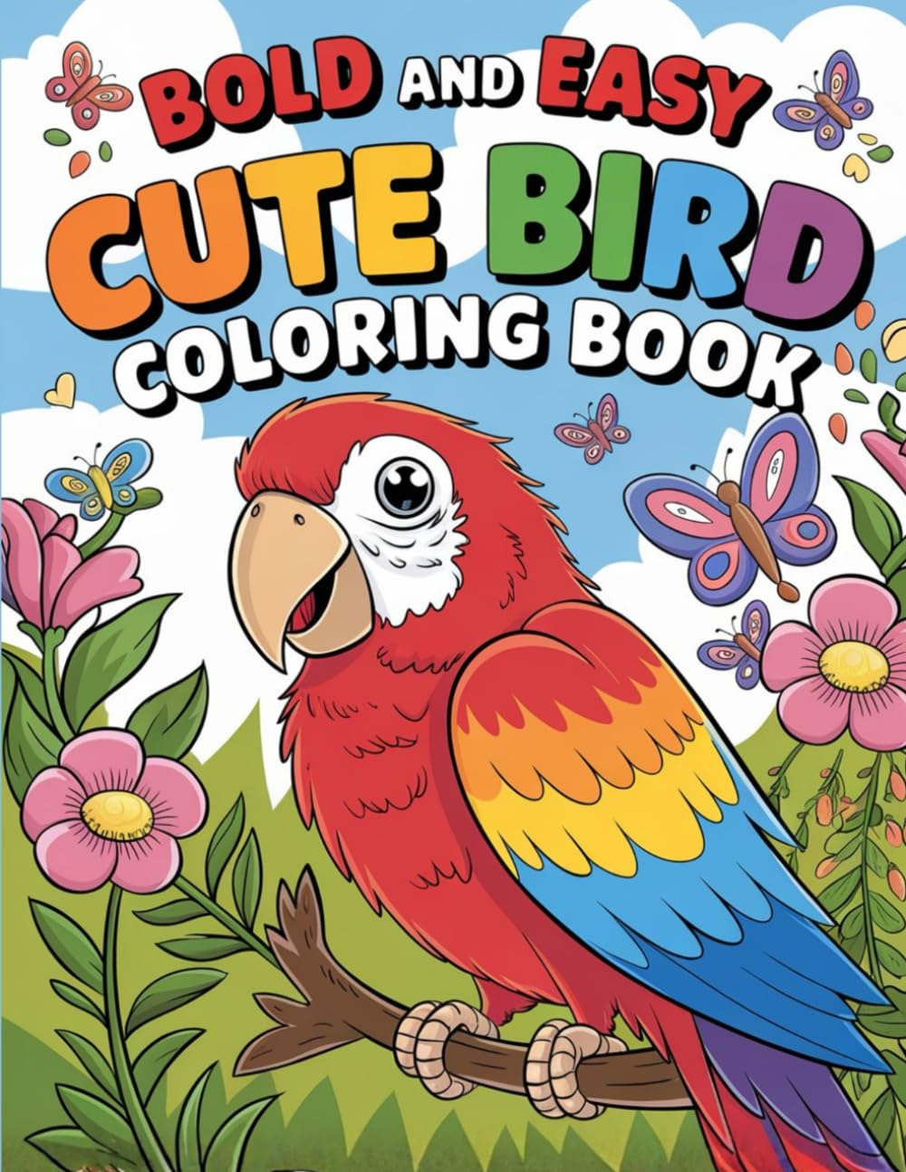 Cute Bird: Bold and Easy Adorable Avian Art - Simple Nature Patterns, Sweet Flying Animals & Whimsical Winged Creatures - Fun Creative Activity Coloring Book For Kids
