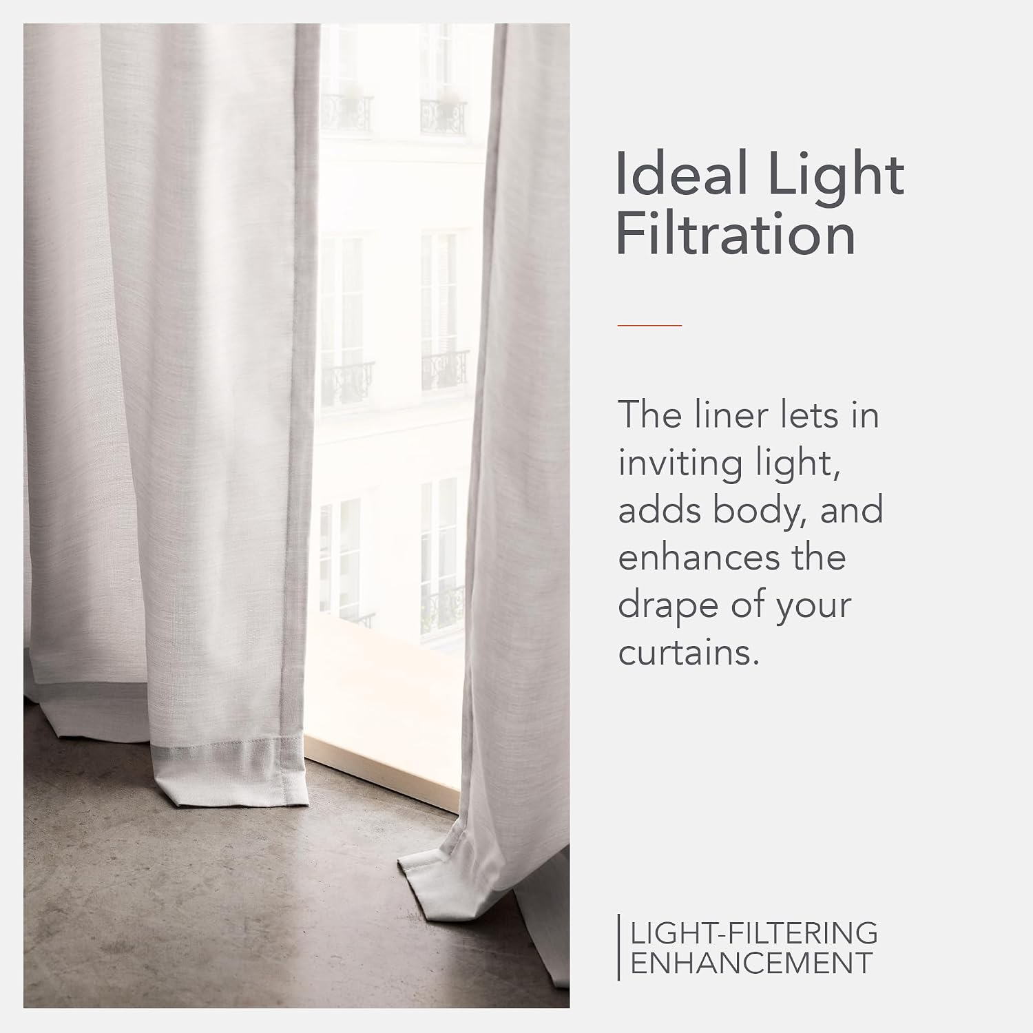 Sunbrella Durant Light Filtering Curtains | 50 in. W X 84 in. L | Gravel | Fade Proof Drapes with UV Protection | Versatile Hanging Options for Home Decor | Single Curtain Panel