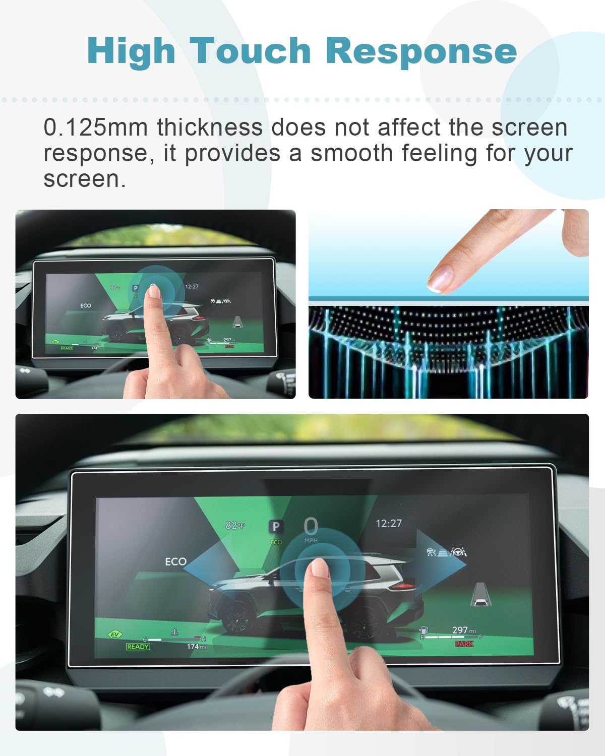 CDEFG 2Pcs 2026 RAV4 Screen Protector for 2026 Toyota RAV4 12.3-Inch Dash, for 2026 RAV4 (LE/XSE/SE/XLE Premium/Woodland/XSE/Limited) Accessories Nano Screen Cover HD Clear - 4