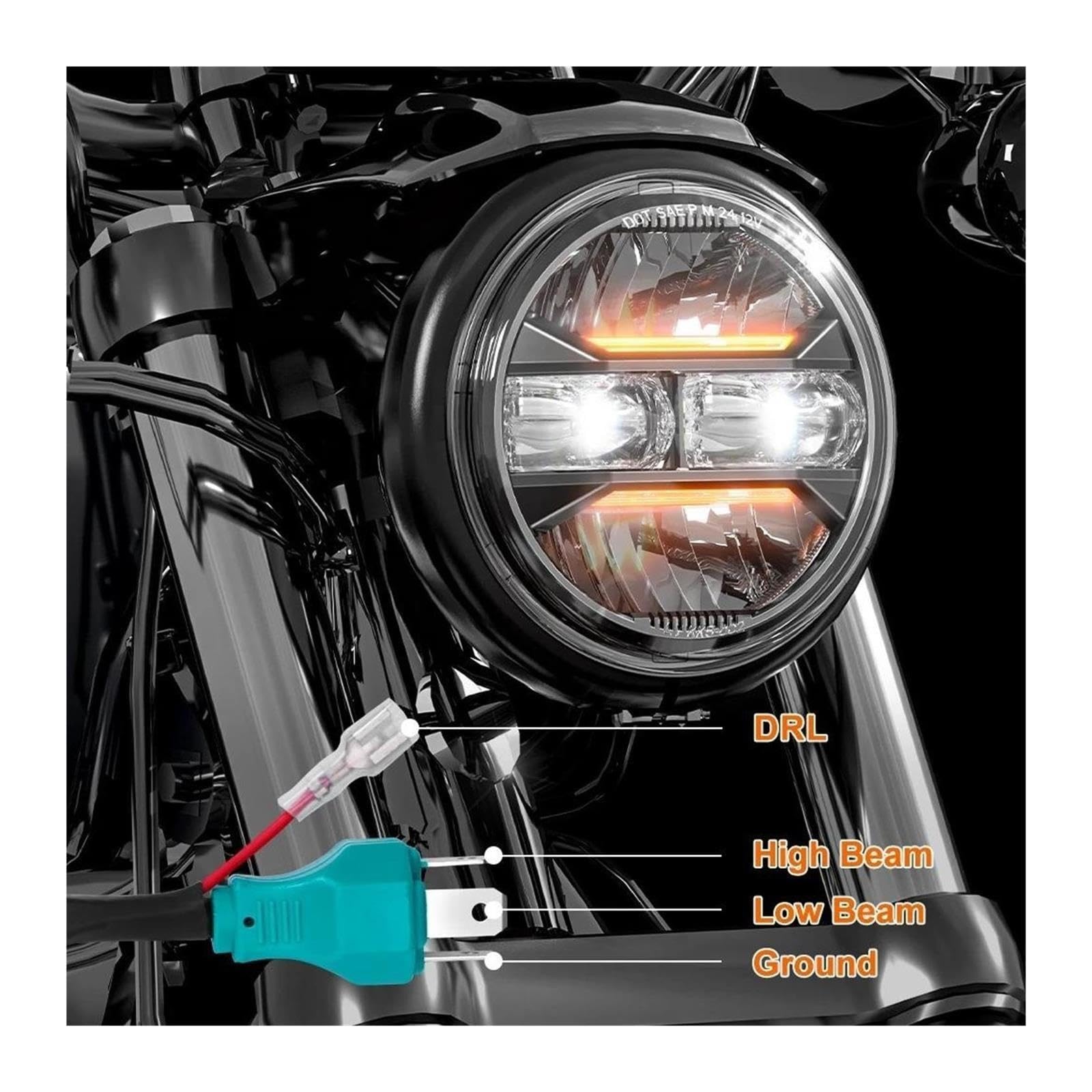 Pasuje do Harley H0nda okrągły reflektor LED motocykl uniwersalny