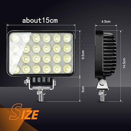 Miniatura 9 de Paquete de 2 luces LED de trabajo de 72 W y 2 unidades, 45 W, barra de luz LED resistente para todo terreno, reflector, luz LED de respaldo