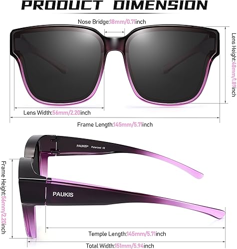 Miniatura 2 de Gafas de sol que se ajustan sobre las gafas de sol para mujer, protección UV, polarizadas, grandes, redondas, ojo de gato, gafas de sol de gran