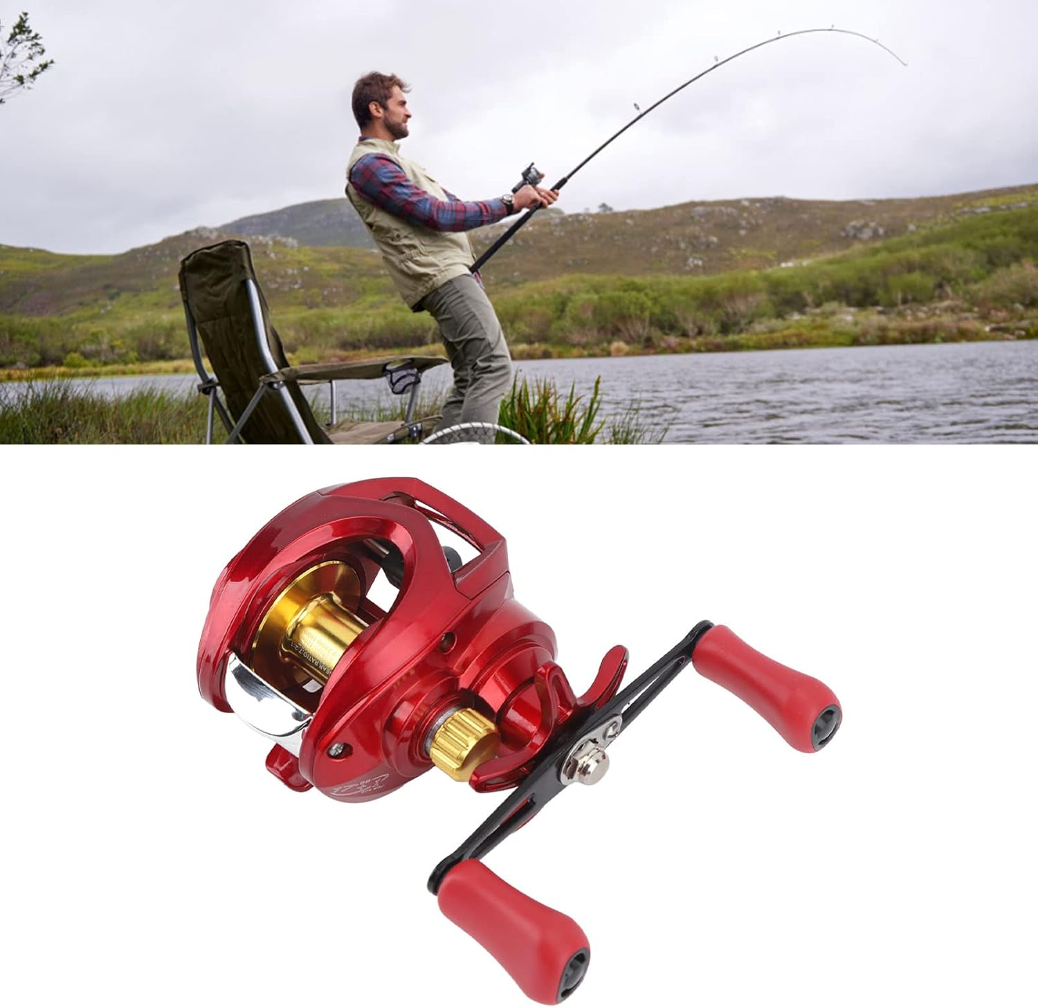 Baitcaster Fishing Reel, Baitcasting Wheel, Smoothly Casting Retrieving Metal Fishing Reel for Sea Lake River