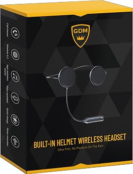 GDM Motorcycle Helmet Bluetooth Headset, Dual Speakers, Flexible Microphone, Wireless Controls, Black